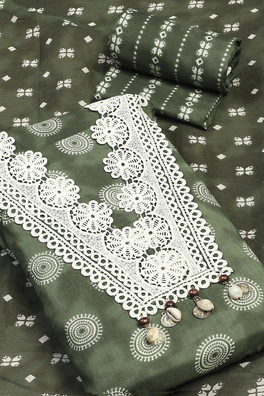 Indigo Cotton Unstitched Suit Set image number 3