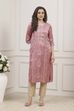 Dusty Pink Printed Straight Kurta image number 5