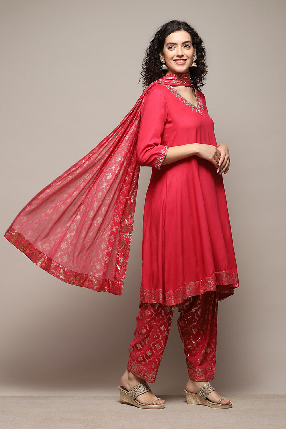 Blue LIVA Kalidar Kurta Salwar Pant Suit Set image number 6
