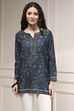 Indigo Polyester Straight Printed Short Kurta image number 5