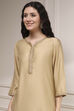 Beige Polyester Blend Straight Solid Kurta image number 1