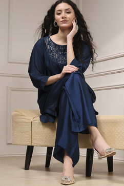 Blue Self-Designed Straight Kurta Set image number 7