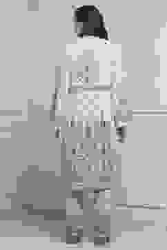 Ivory Printed Straight Winter Suit Set image number 4