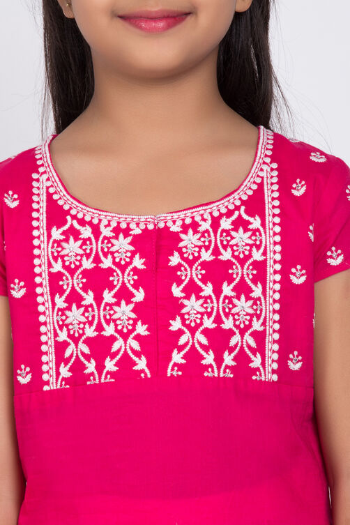Pink Cotton Solid Kurta Leggings Set image number 1