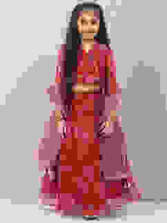 Red Art Silk Lehenga Set image number 0