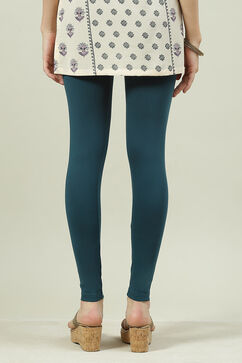Deep Teal Solid Knitted Leggings image number 4