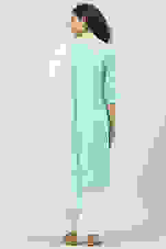 Aqua Blue and White Cotton Straight Suit Set image number 4