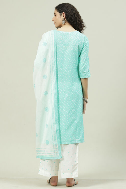 Pink Printed Cotton Straight Kurta Palazzo Suit Set image number 4