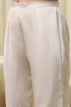 White Flex Hand Painted Unstitched Suit Set image number 4