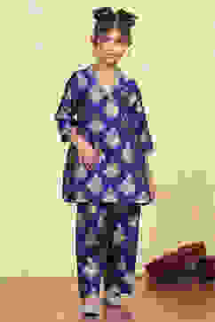 Purple Polyester Textured Flared Kurta Pants Set image number 6