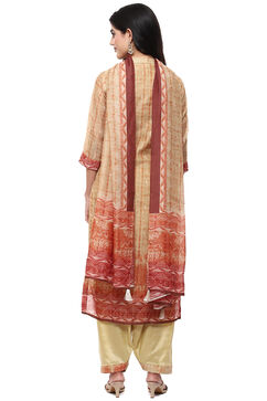 Mustard Chanderi Digital Print Unstitched Suit Set image number 5