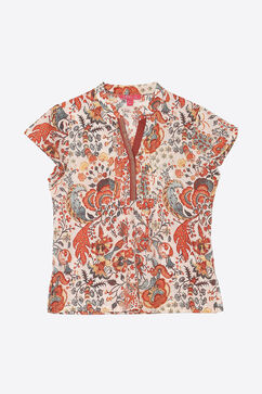 Off White Cotton Printed Top image number 0