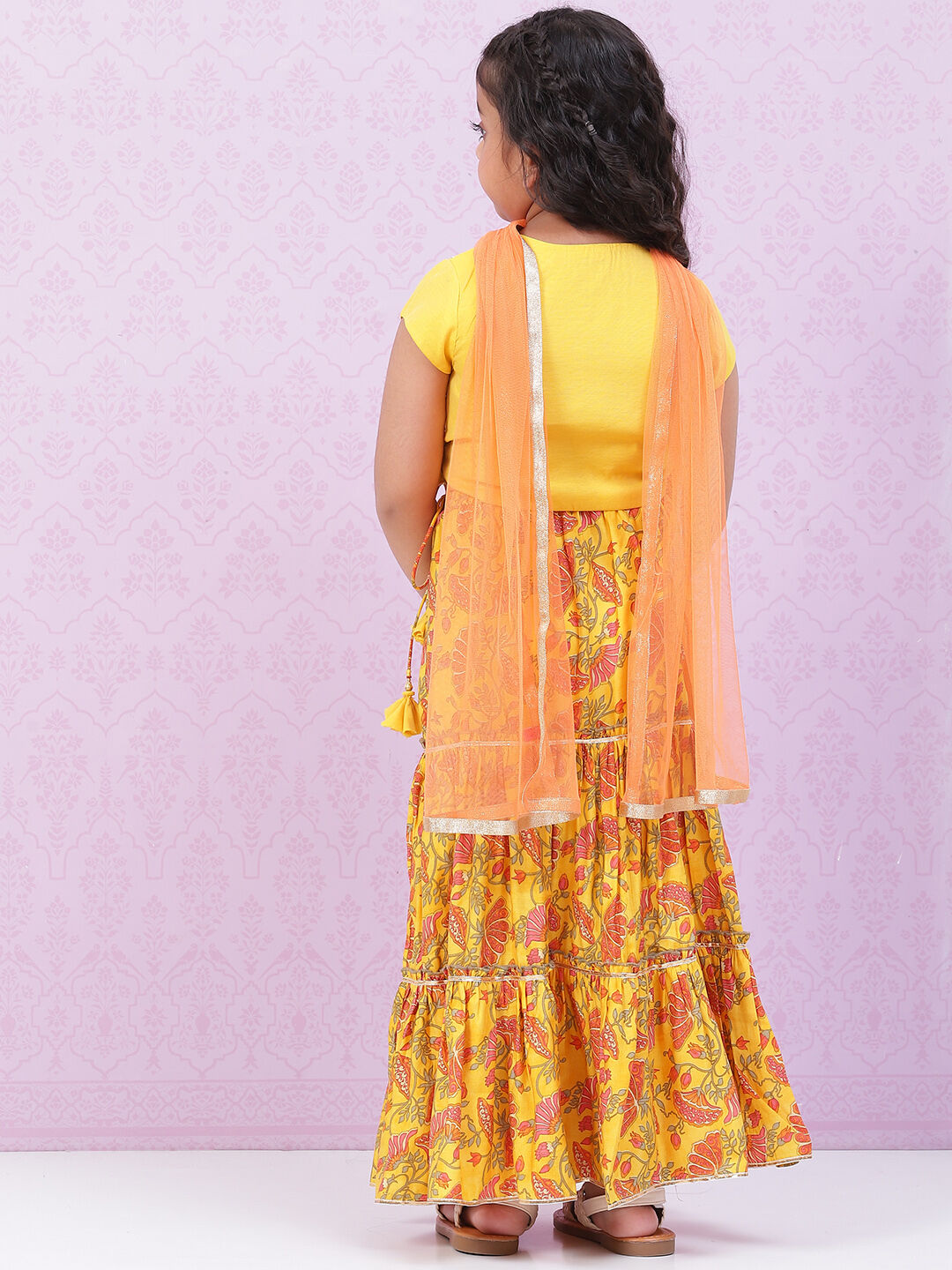 Yellow Art Silk Lehenga Set image number 4