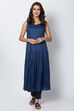 Indigo Cotton Straight Printed Kurta image number 3
