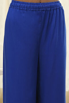Blue Embroidered Straight Suit Set image number 2