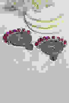 Dark Pink Brass Danglers image number 2