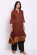 Brown Cotton Kalamkari Printed Kurta image number 4