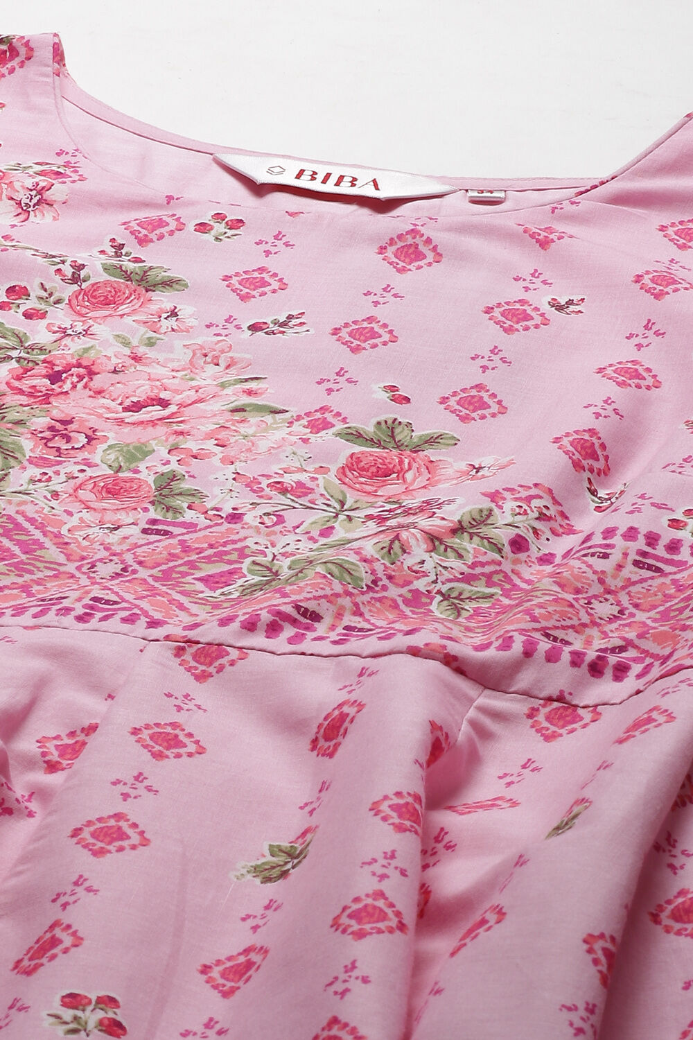 Aqua Blue Cotton Anarkali Kurta Churidar Suit Set image number 1