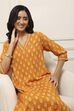 Yellow Viscose Rayon Printed Straight Kurta image number 6