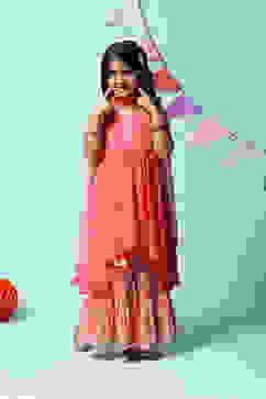 Red Rayon Flared Kurta Garara Suit Set image number 0