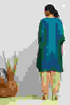 Emerald Green Straight Regular Fit Festive Kurta image number 3