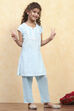 Green Cotton Straight Printed Kurta Pants Set image number 5