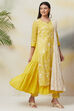 Lime Yellow Cotton Straight Kurta Slim Pant Suit Set image number 0