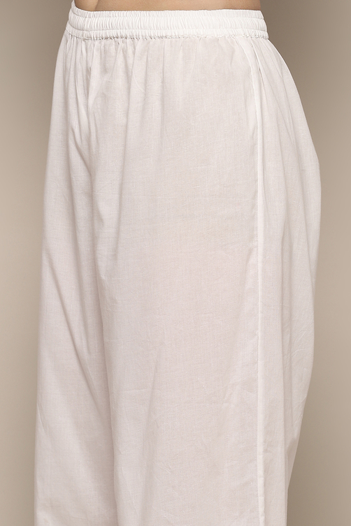 Off White Cotton Anarkali Suit Set image number 2