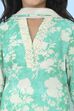 Green Cotton Floral Lace Trim Straight Suit Set image number 1