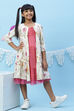 Off White Straight Rayon Printed Dress image number 4