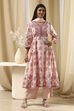 Peach-Colored Cotton Floral Flared Suit Set image number 6