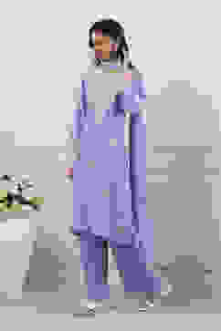 Blue Poly Viscose Straight Suit Set image number 4