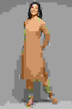 Brown Rayon Straight Kurta Pants Suit Set image number 0