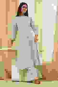 Blue Pure Cotton A-Line Kurta Set  image number 1