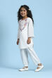 White Cotton Solid Straight Suit Set image number 3