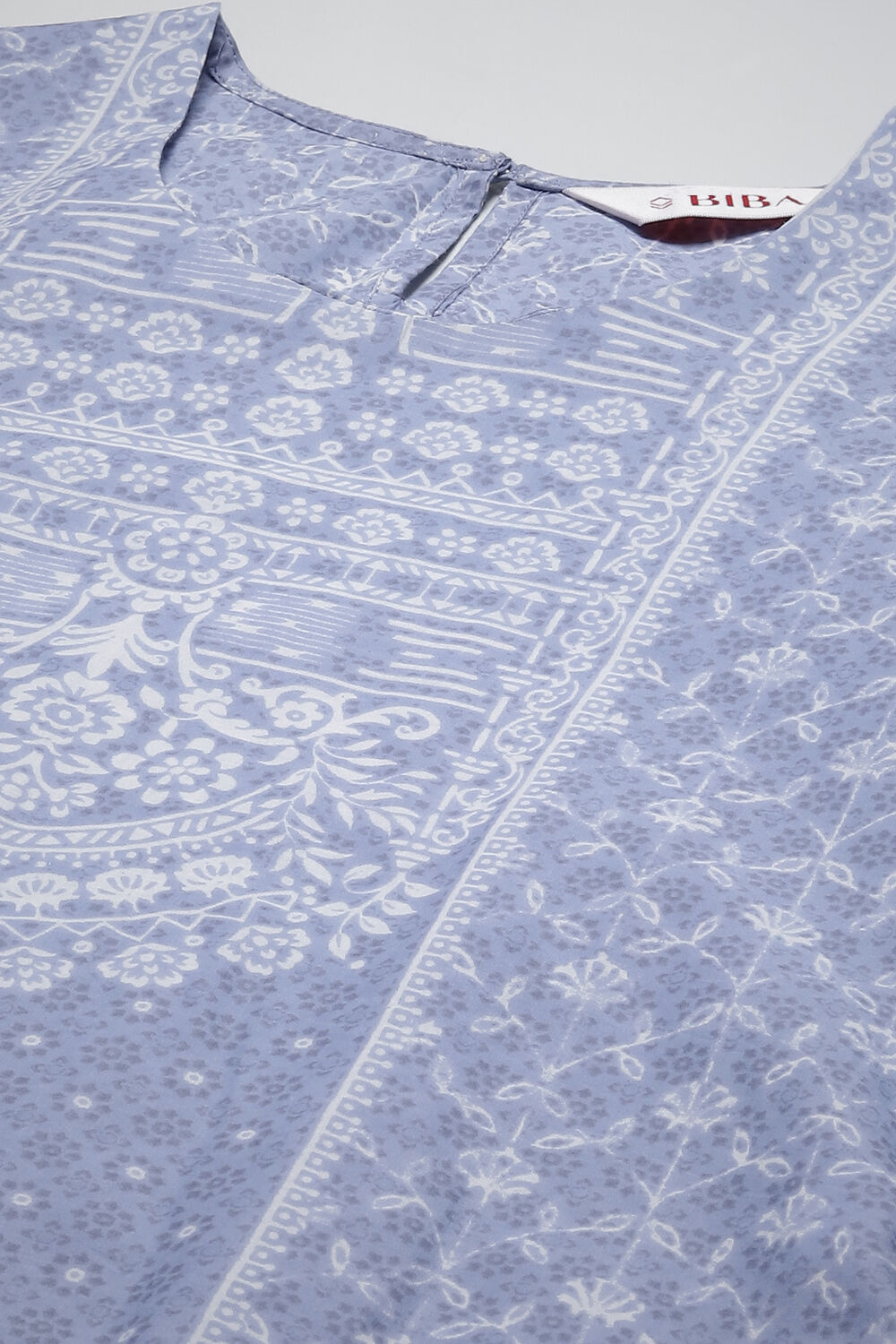 Powder Blue Cotton Straight Kurta Palazzo Suit Set image number 5