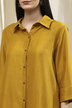 Ochre Yellow Dyed High-Low Shirt image number 1