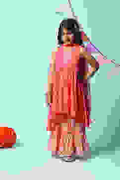 Red Rayon Flared Kurta Garara Suit Set image number 7