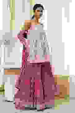 White and Pink Cotton Floral Flared Suit Set image number 5