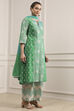 Green Cotton A-Line Printed Suit Set image number 5