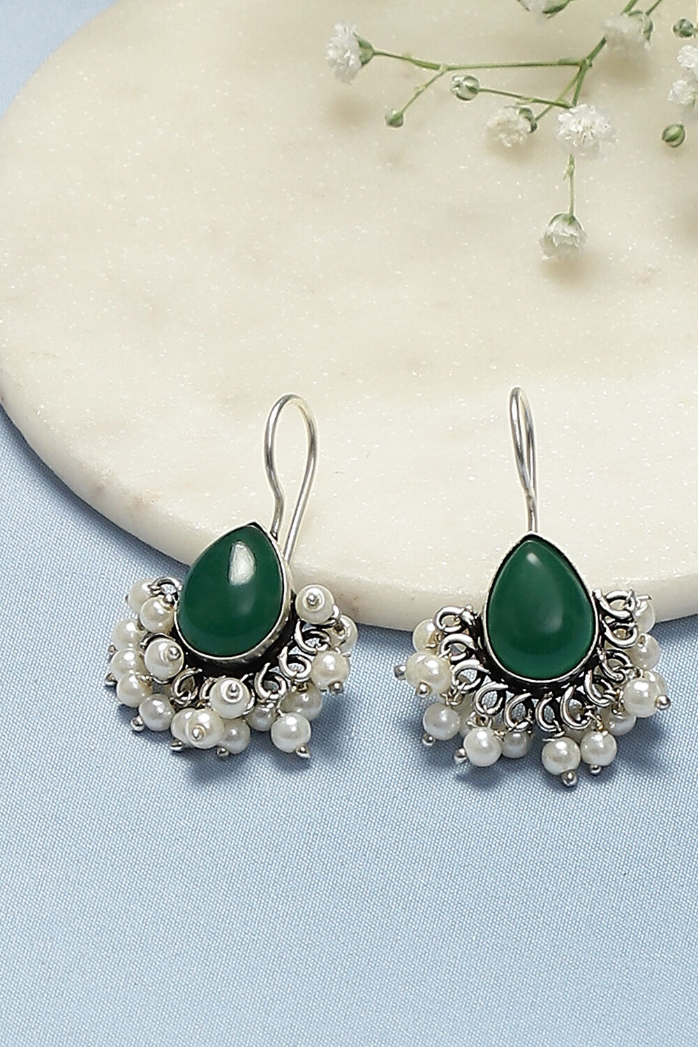 Green Brass Earrings image number 0