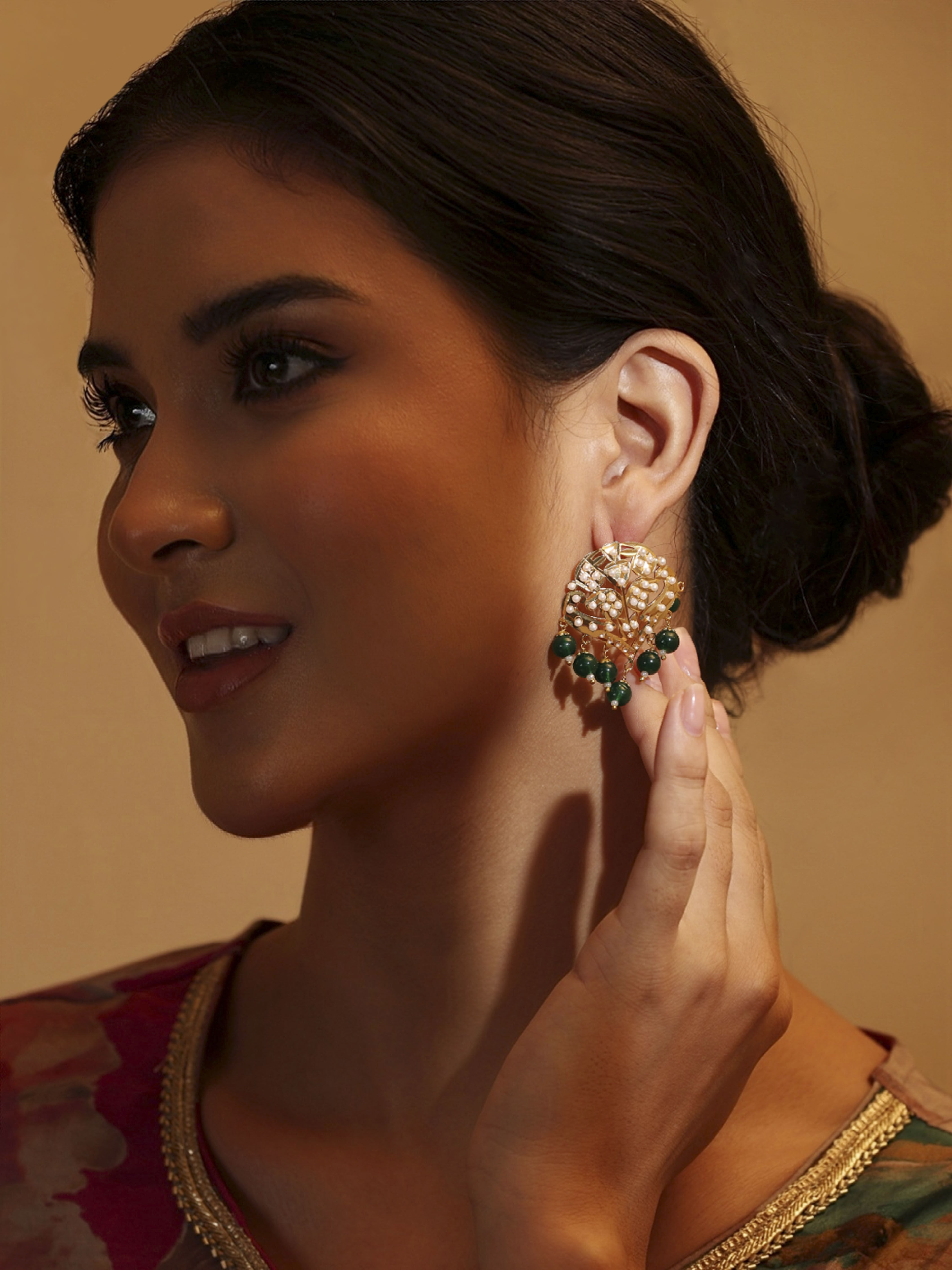 Green Gold Plated Brass Drop & Danglers image number 3