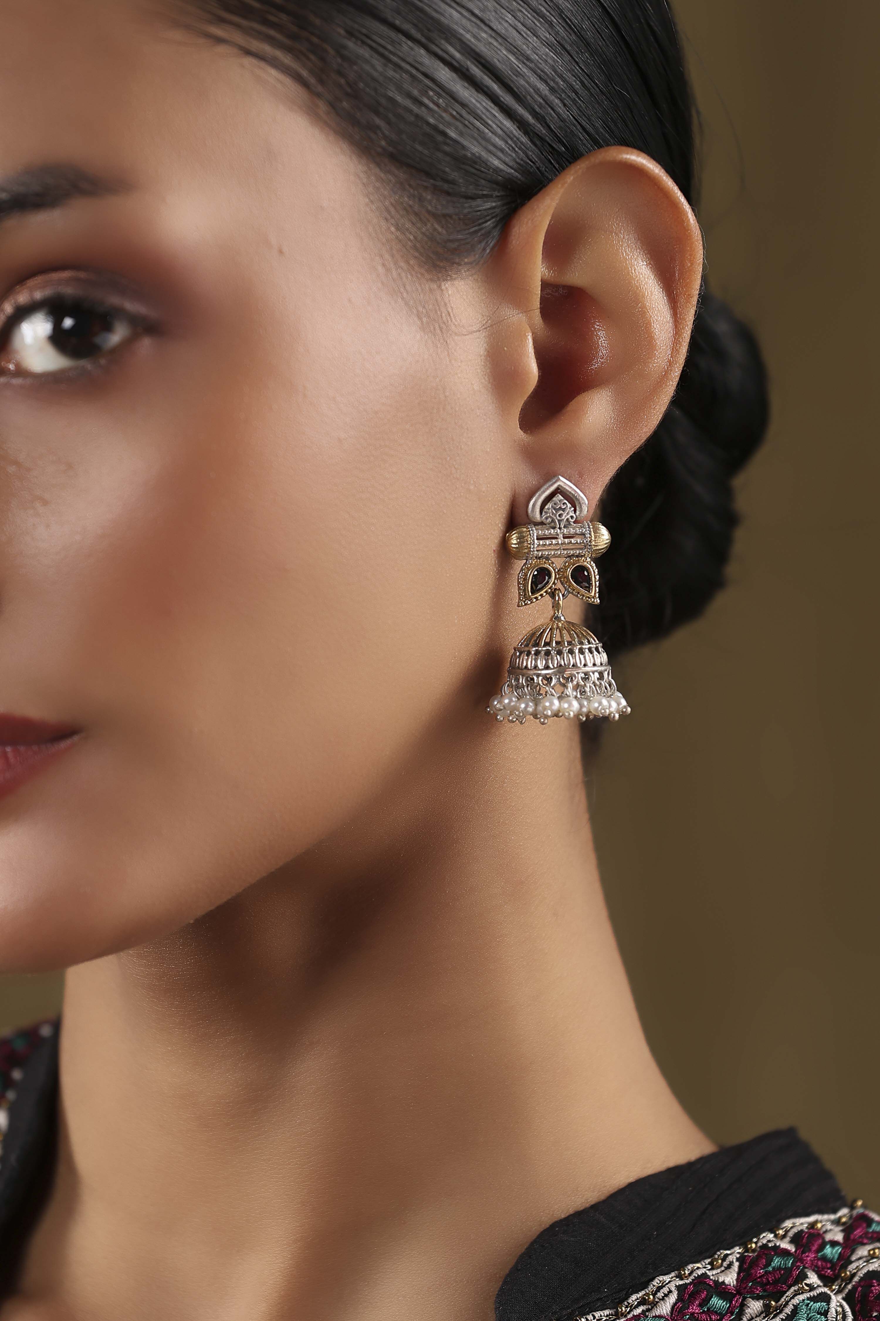 Oxidised Gold Brass Jhumka image number 1