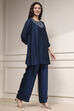Blue Self-Designed Straight Kurta Set image number 5
