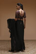 Black Modal Satin Pre-Draped Saree image number 3