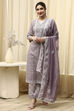 Grey Cotton Printed Unstitched Suit Set image number 1