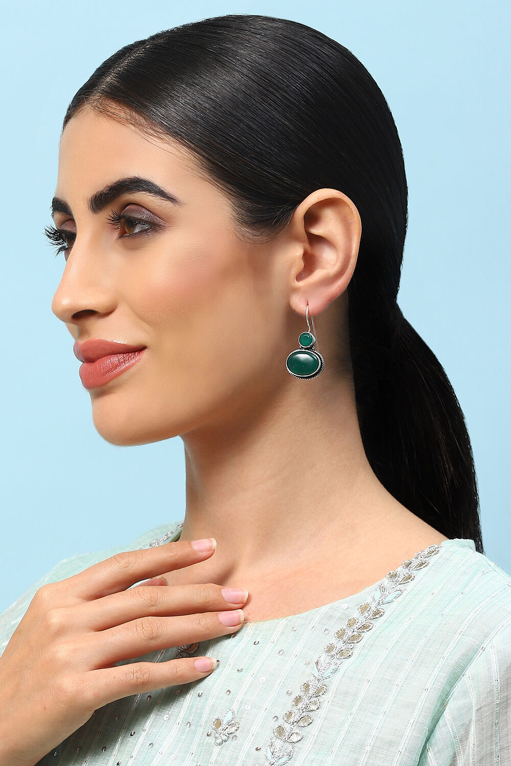 Green Brass Earrings image number 3