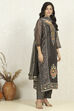 Teal Chanderi Unstitched Suit Set image number 6