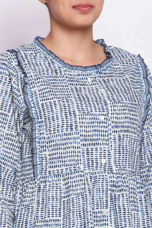 Blue Cotton Printed Loungewear Set image number 1