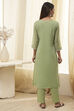 Aqua Embroidered Straight Suit Set image number 4